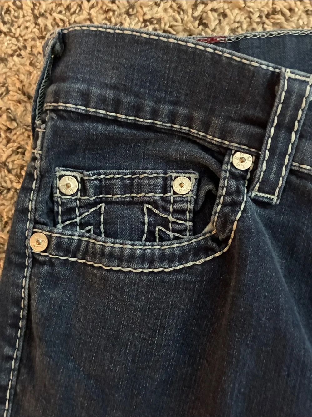 True Religion Jeans Men’s SZ 32 Blue Denim Skinny No flap Big T